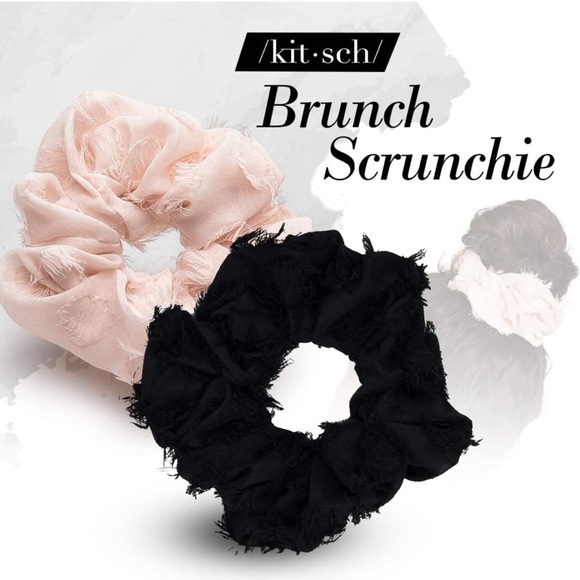 Kitsch Satin Brunch Scrunchie Softer than Silk Scrunchies for Hair(Frayed Black) - Picture 7 of 12
